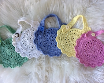 Crocheted baby bib, handmade crocheted bib, cotton baby bib.