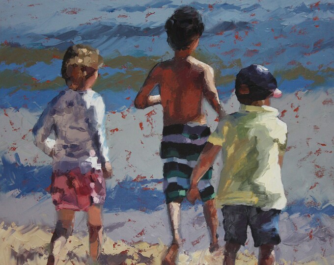 Figurative Painting | Children Playing | Oil Painting | Beach Painting | Painting Original | Textured | Original Art | Children In Art