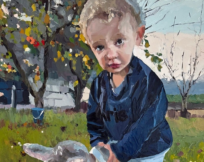 Custom Children's Portrait Painted from A Photo Image. Create a Portrait To Treasure simply with a Photo Snapshot. Archival Oils on Canvas.