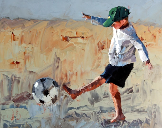 Soccer Coastal Decor. 'Beach Soccer' is an Archival Reproduction Art Print, Ready To Frame. Australian Beach Art.