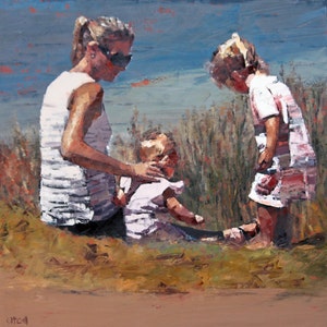 Australian Art. Mother and Daughter Giclee Art Print. High Quality Art print with Vibrant Colour. Ready To Frame.