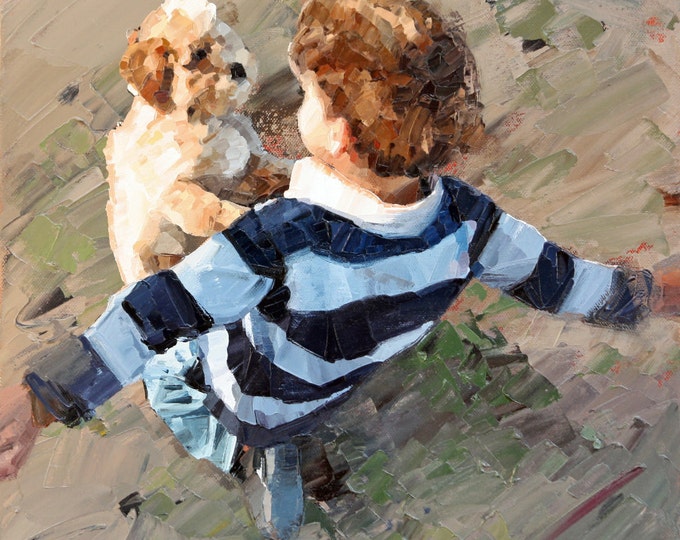 Canvas print | original artwork | impressionist | Best Friends | dog art | wall art canvas | canvas print | canvas art | canvas wall decor