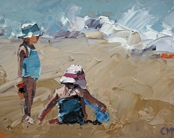 Beach Giclee Art Print: Impressionist Palette Knife Painting