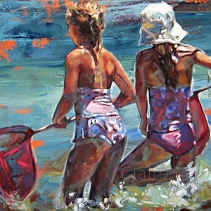 Giclee art print on archival paper of my original impressionist oil painting &#39;Shallow Water Treasures&#39;.