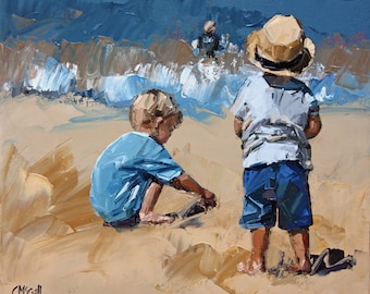 Giclee | art print | from my | impressionist oil | modern painting | perfect art decor | for a | child's bedroom | 'Sand Play Petite IV'.