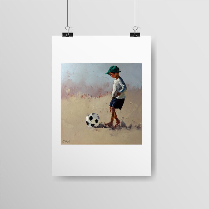 Kids Bedroom Print. Limited Edition Archival Art Print, 'Ready..Set..Kick II', Ready To Frame. Kid's Sport Wall Art image 4