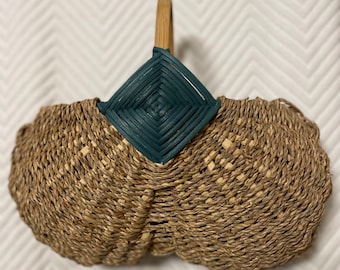 Large Seagrass Basket: Ribbed Woven Bella Egg Basket, 14”