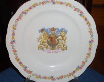 Vintage 1953 Queen Anne Bone China, England - Coronation of Elizabeth II Commemorative Plate