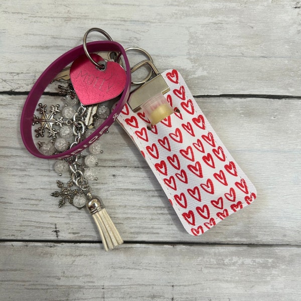 New Lip Balm Holder Vinyl Chapstick Case Key Chain Key Fob