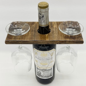 Wooden Wine & Glass Holder, Wine Butler, Wine Caddy, Reclaimed Wood Wine Glass holder, Hostess Gift, Housewarming Gift