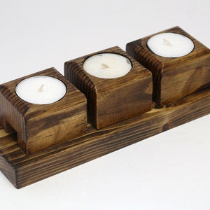 Tea Light Candle Holder for 3 candles or for 2 candles, Wood Candle Holder, Wood Block Candle Holder, Home Decor, Handmade