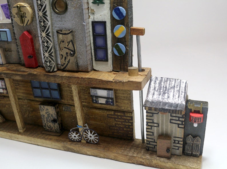 Wood Wall Art Decor Mixed Media Houses Art Zip Line Etsy