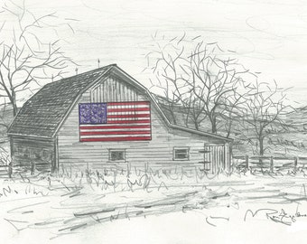Old Barn Drawings Etsy