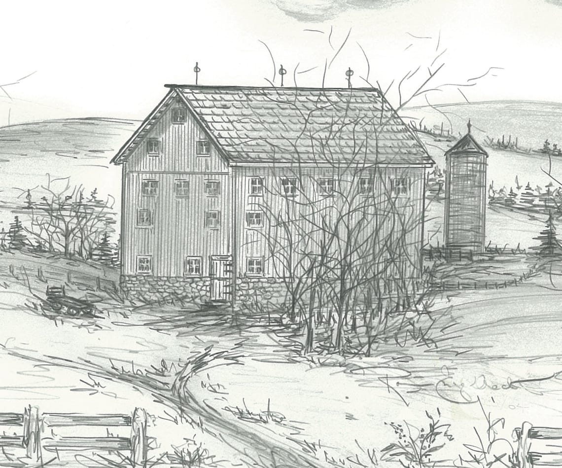 Pencil Sketches Of Old Barns Drawings Of Old Barns Note Etsy