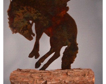 Bronco Rider, Stallion, Raring Horse, Mustang, Wild West, Table Top Art and/or Wall Art