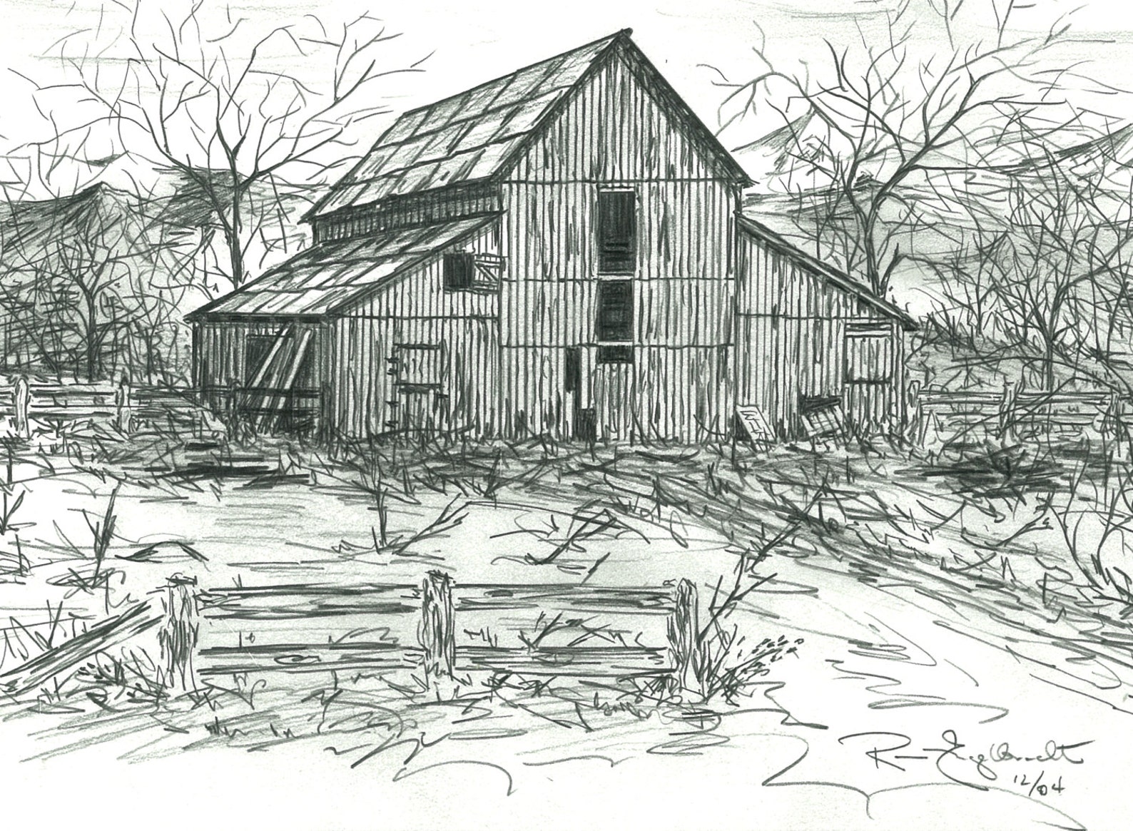 pencil-sketches-of-old-barns-drawings-of-old-barns-note-etsy