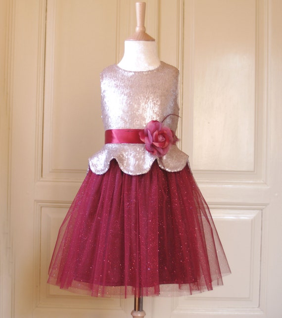 wine flower girl dress