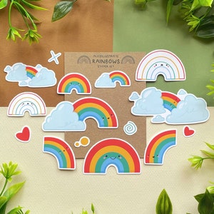 Regenbogen Sticker Pack - Kawaii Wetter Gestanzte Aufkleber Illustration Bujo Matte Planer Geschenk Bullet Journal & Laptop Tagebuch