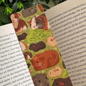 Guinea Pig Bookmark - Cottagecore Animal Aesthetic Illustration Gift - Cute Kawaii - Books, Reading, Stationery, Cozy Bookish Accessory