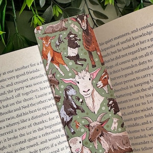Goats Bookmark - Cottagecore Farm Animal Aesthetic Illustration Gift - Cute Kawaii - Books, Reading, Stationery, Cozy Bookish Accessory