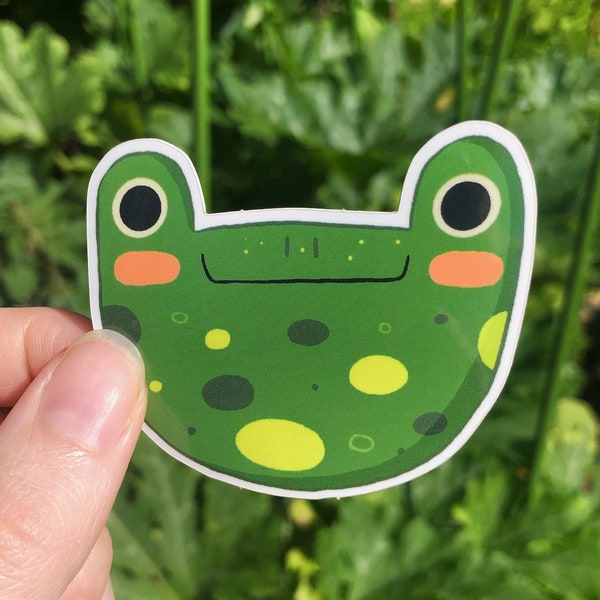 Happy Frog Sticker Vinyl Weather Resistant - Die Cut Kawaii Illustration Froggy Sticker for Flask, Bottle, Scrapbook, Laptop + more!