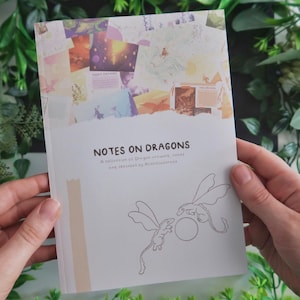 Konstbok med anteckningar om drakar - Mini-konstzine - Original konstnärsbok - Fantasimagiillustration - Skissbok, fältguide, estetik