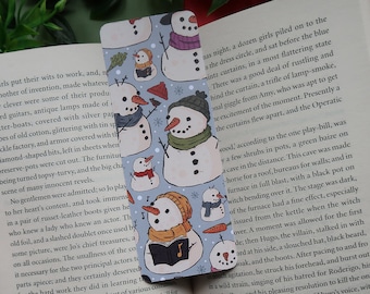 Snowman Bookmark - Christmas Snow Winter Aesthetic Illustration Bookmark Gift Present - Kawaii Character, Cozy, Books, Reading, Stationery