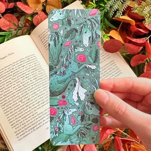 Kelpies Bookmark - Scottish Water Horse Illustration Gift - Spooky Season Cute Cryptid Halloween Art - Books, Reading Accessory, Stationery