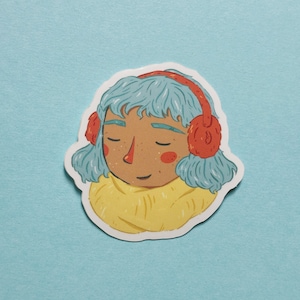 Pegatina de niña de invierno - Ilustración del personaje - Vinilo recubierto brillante de aproximadamente 6 cm x 6 cm