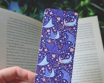 Manta Ray Bookmark - Ocean Animal Illustration Bookmark Gift - Cute Kawaii Digital Art - Books, Reading, Stationery, Kawaii Cozy
