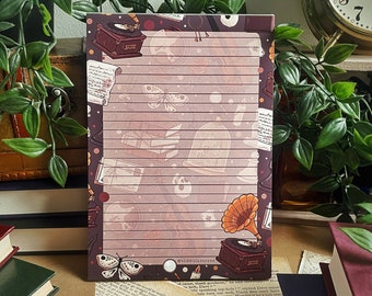 Dark Academia Notizblock | A5 Bookish ästhetik-Schreibpapier-Briefpapier | Bibliothek Buch Leser Geschenk | Liste machen Organizer Zubehör | Penpal