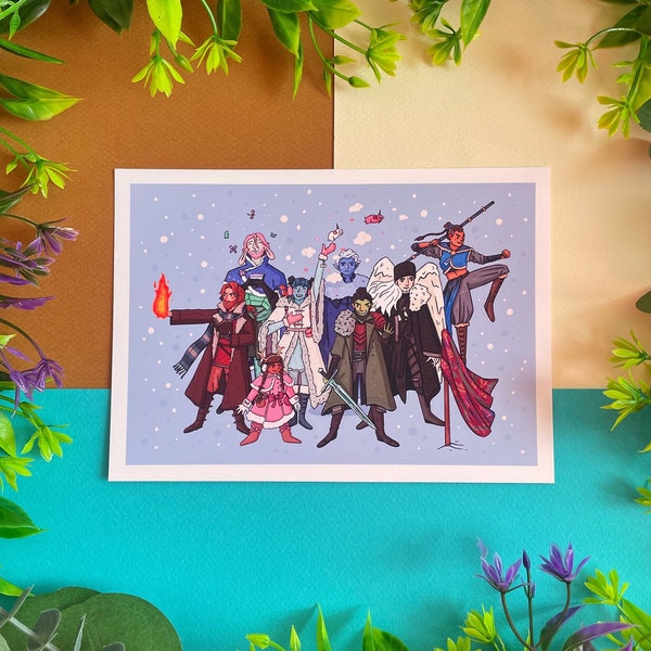 Critical Role Art Print - Mighty Nein D&D Fantasy Illustration Wall Art - DND TTRPG Campaign 1 - 5" x 7" inches or A4 Archival Paper - Essek