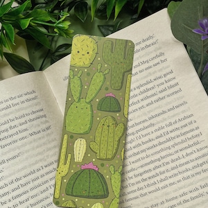 Cactus Bookmark - Kawaii Plant Illustration Bookmark Gift - Cute Cacti Digital Art - Books, Reading Accessory, Stationery, Kawaii Cozy