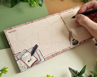Wizards Notes Notepad - List Desk Pad - Shopping Daily To Do Memo Pad | Dark or Light Academia Aesthetic Writing Paper Stationery Organiser