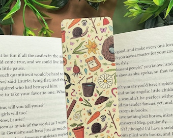 In the Garden Bookmark - Matt Luxury Illustration Bookmark - Cute Kawaii Digital Art Cottagecore Summer - Cozy, Books, Reading, Stationery