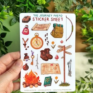 Feuille d'autocollants du MDN - Stickers aventure fantastique de l'aventure - Cadeau TTRPG - Bujo Scrapbook Bullet Journal Diary Decor Planner Stickers