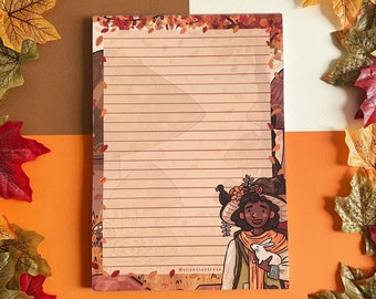 Autumn Witch Notepad | A5 Fall Aesthetic Writing Paper Stationery | Halloween Magical Gift | List Making Organiser Accessory | Notes Penpal