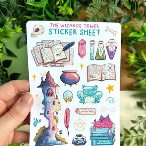 Arkusz naklejek Wizards Tower - Naklejki Magical Fantasy Witch - Prezent Dnd TTRPG - Bujo Scrapbook Bullet Journal Diary Decor Planner Stickers