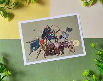 Critical Role Art Print - Vox Machina D&D Fantasy Illustration Wall Art - DND TTRPG Campaign 1 - 5" x 7" inches or A4