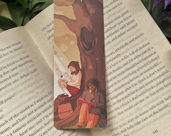 Reading Bookmark - Dark Academia Character Illustration Bookmark Gift - Cute Kawaii Tree Digital Art - Book Accessory, Stationery, Cozy