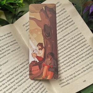 Reading Bookmark - Dark Academia Character Illustration Bookmark Gift - Cute Kawaii Tree Digital Art - Book Accessory, Stationery, Cozy