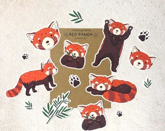 Red Panda Sticker Pack - Die Cut Kawaii Stickers Illustration Bujo Matte Planner Scrapbook Gift - Bullet Journal Laptop Diary