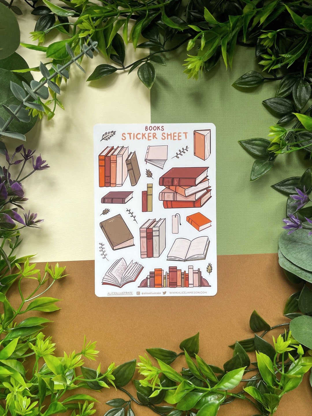 Books Sticker Sheet Reading Old Books Library Kawaii Etsy