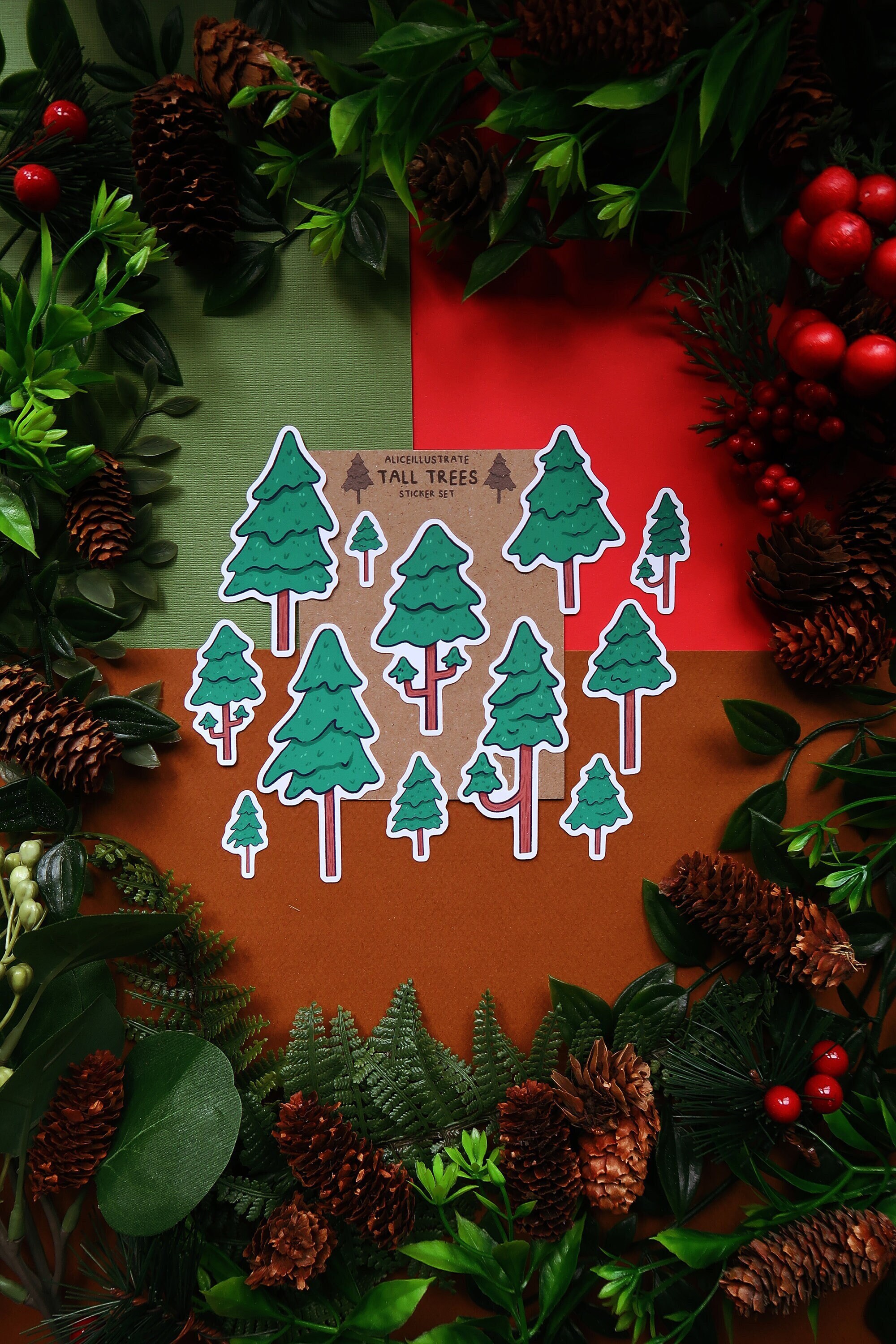 Tall Tree Sticker Pack - Nature Woodland Plant Life Outdoor Die Cut ...