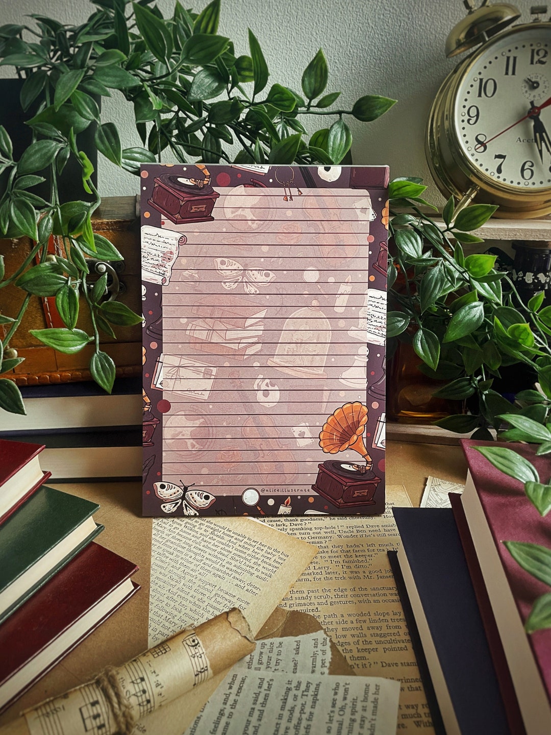 Dark Academia Notepad | A5 Bookish Aesthetic Writing Paper Stationery ...