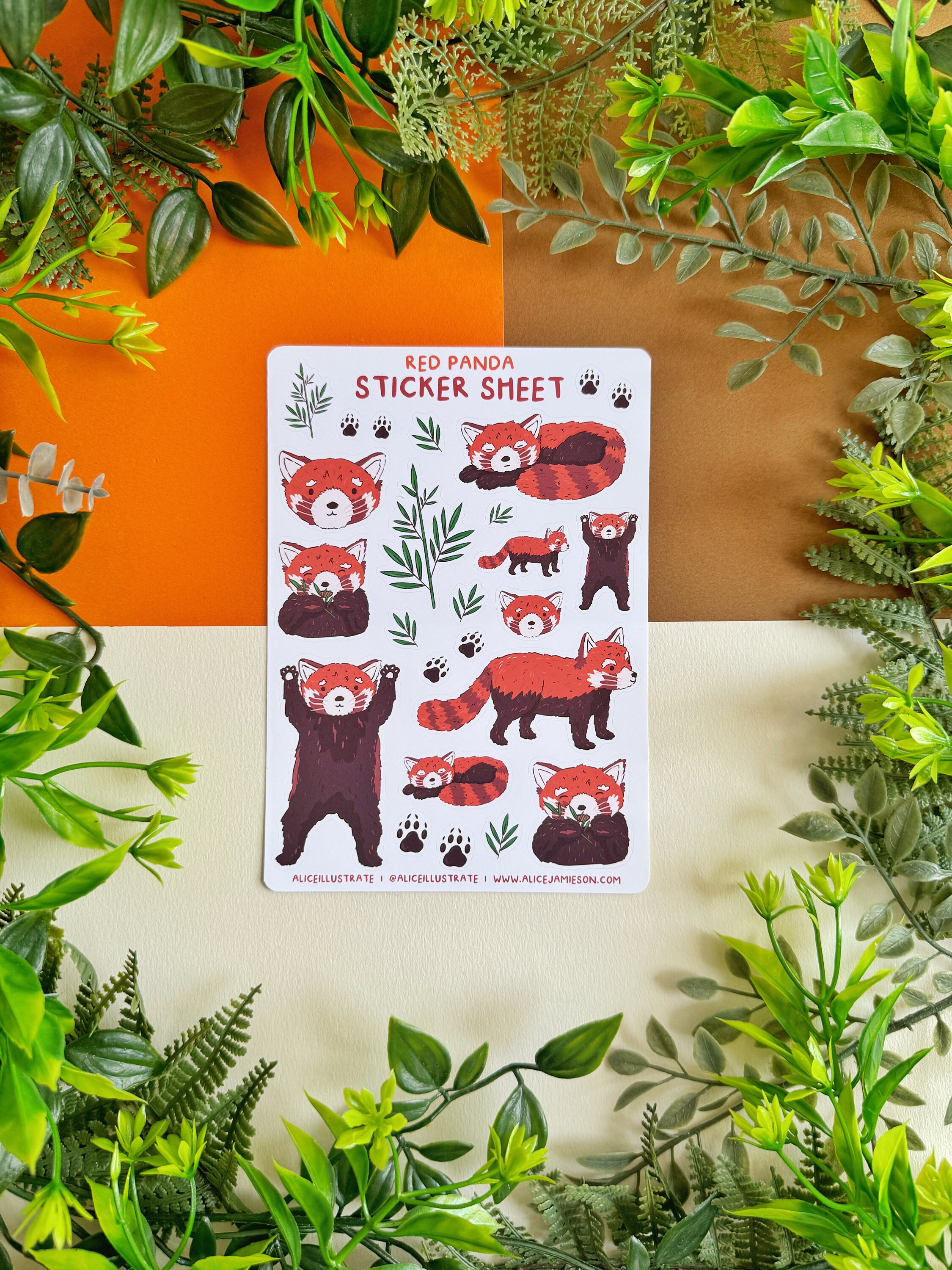 Red Panda Sticker Sheet - Kawaii Animal Nature Stickers Illustration ...