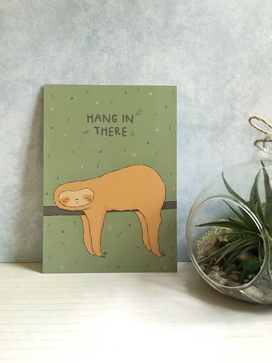 Sloth Postcard Print HANG IN THERE - A6 Kawaii Positive Card ...
