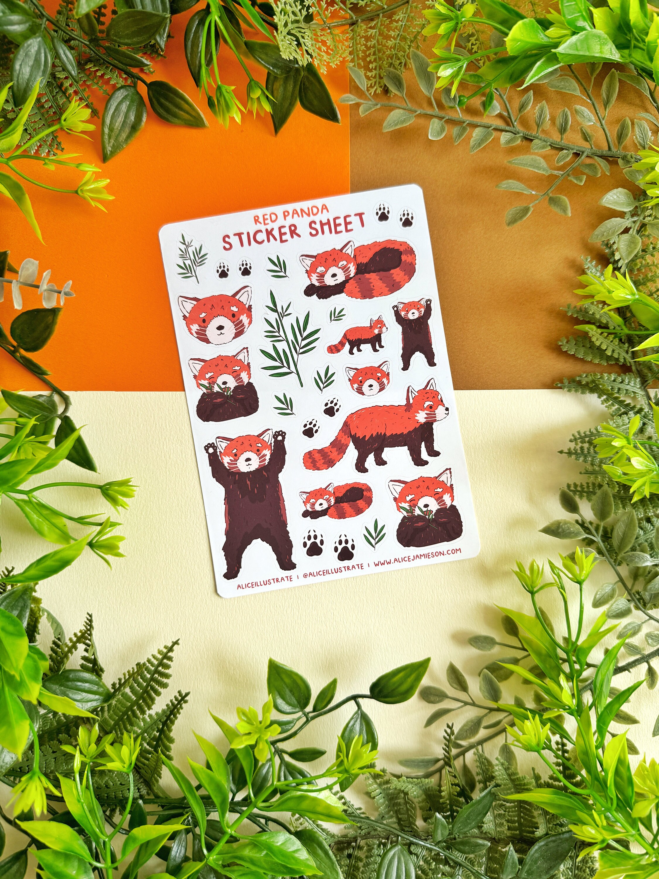Red Panda Sticker Sheet - Kawaii Animal Nature Stickers Illustration ...