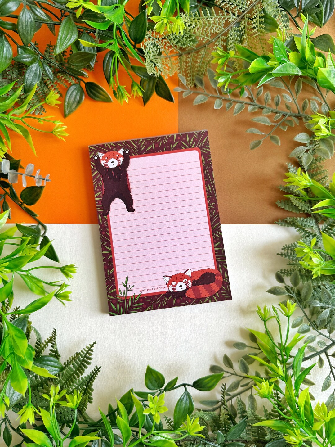 Red Panda Notepad | A6 Lined Writing Paper Stationery | 50 Pages Animal ...