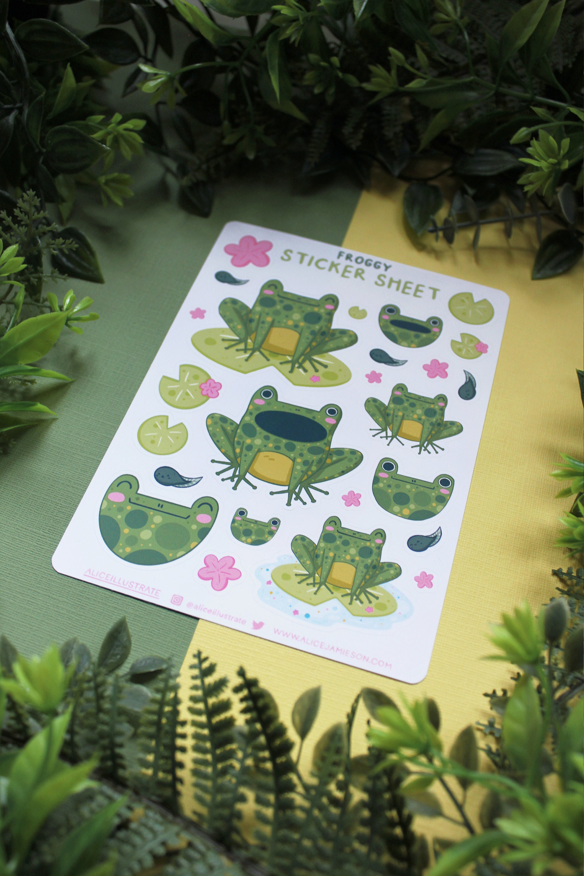 Froggy Sticker Sheet - Frog Kawaii Animal Stickers Illustration - Bujo ...